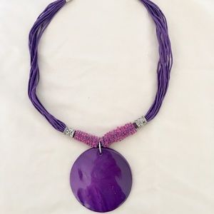 Purple seashell choker necklace